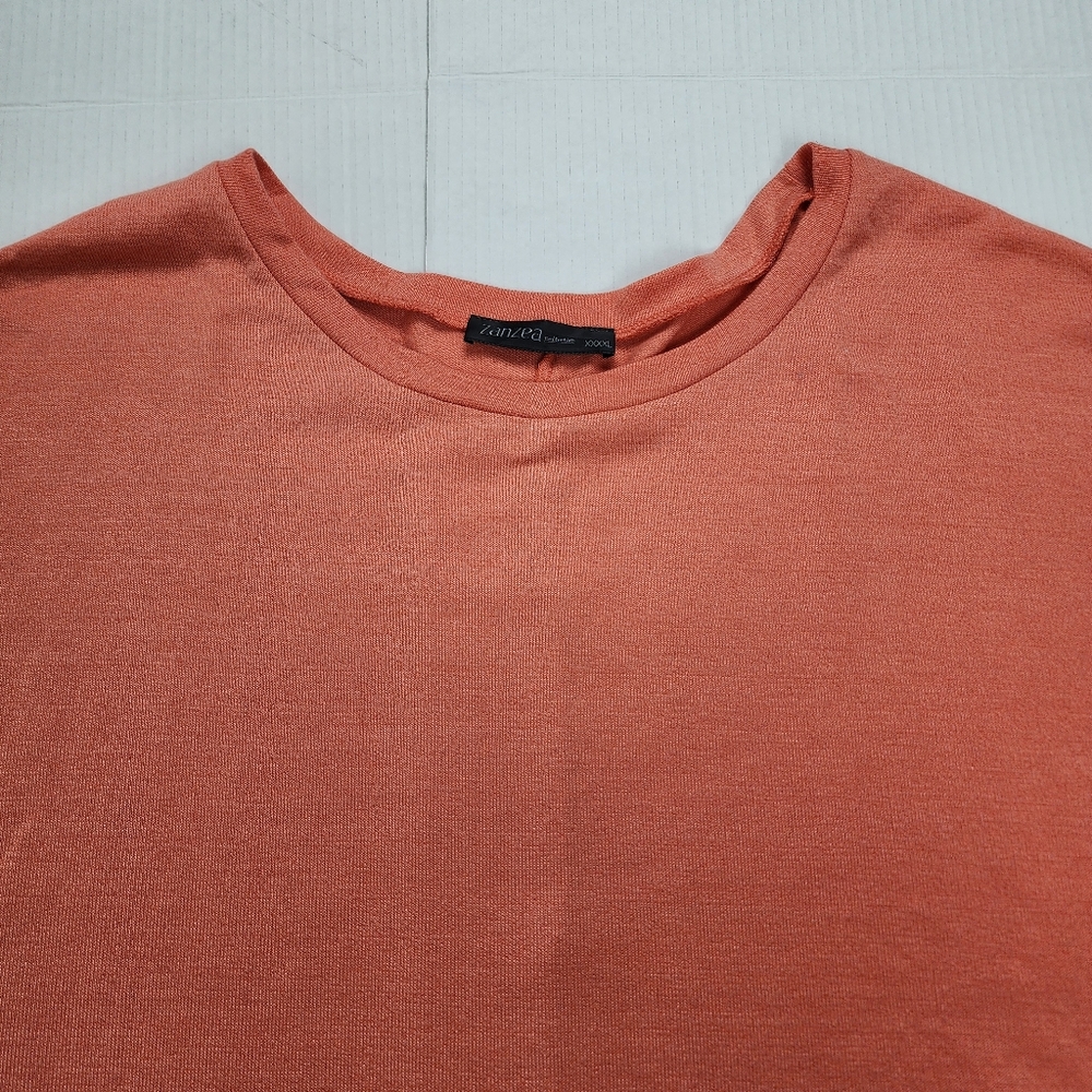 Zanzea Collection Coral Orange Tunic Top 3/4 Sleeve Hi Low Hem Size XXXXL - Picture 12 of 15